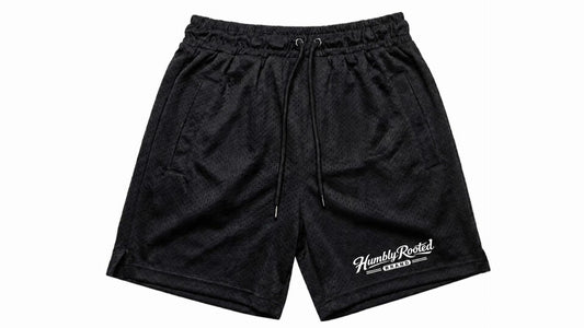 Humbly Rooted Brand Script Logo Mesh Shorts