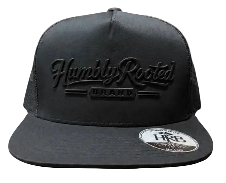 Humbly Rooted Brand Black on Black 3D Silicone Raised Trucker Hat
