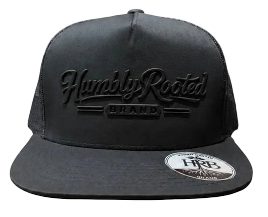 Humbly Rooted Brand Black on Black 3D Silicone Raised Trucker Hat