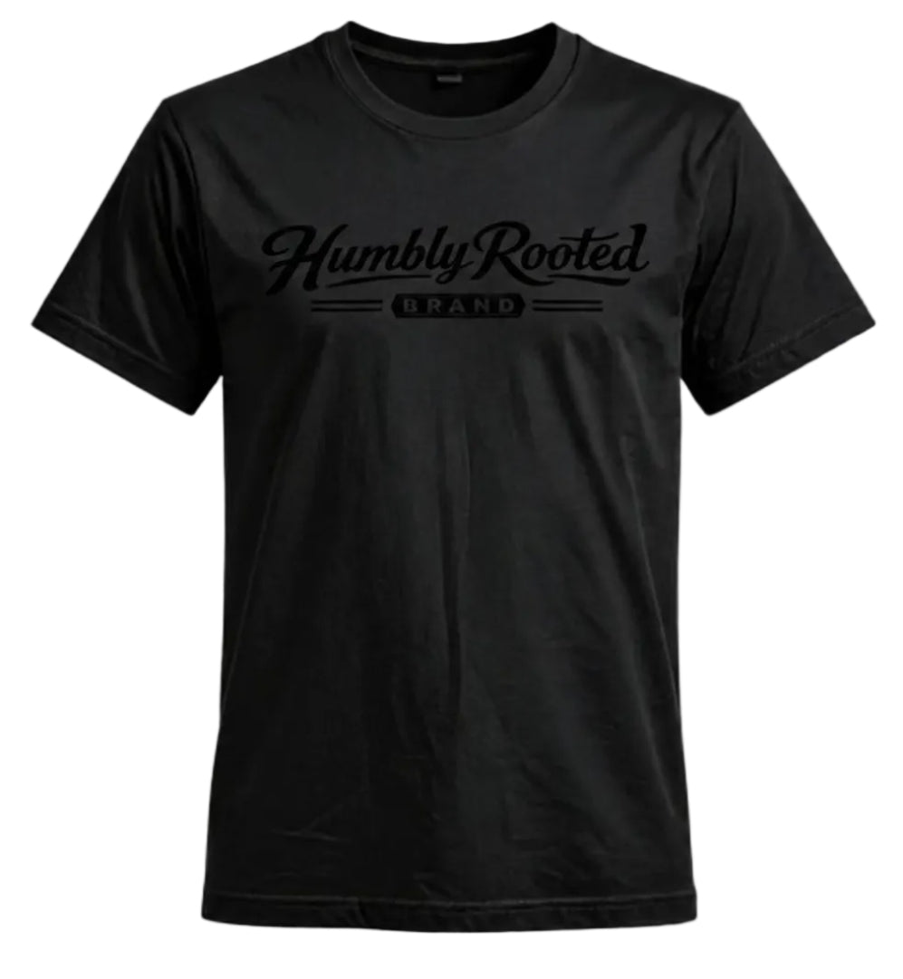 Humbly Rooted Brand Black on Black 3D Silicone Script Logo Te
