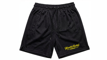 Humbly Rooted Brand Script Logo Mesh Shorts