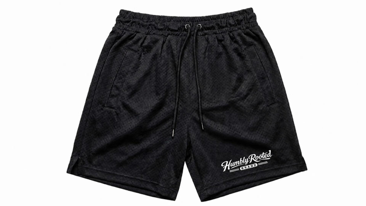 Humbly Rooted Brand Script Logo Mesh Shorts